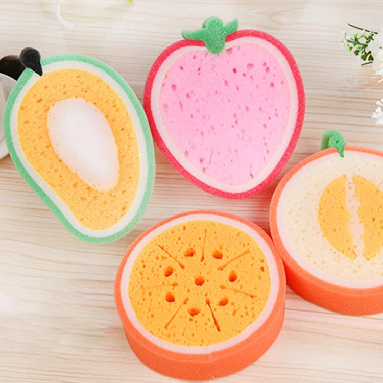 

2021 New fashion fruits shape baby body bath brushes sponges, Customized color