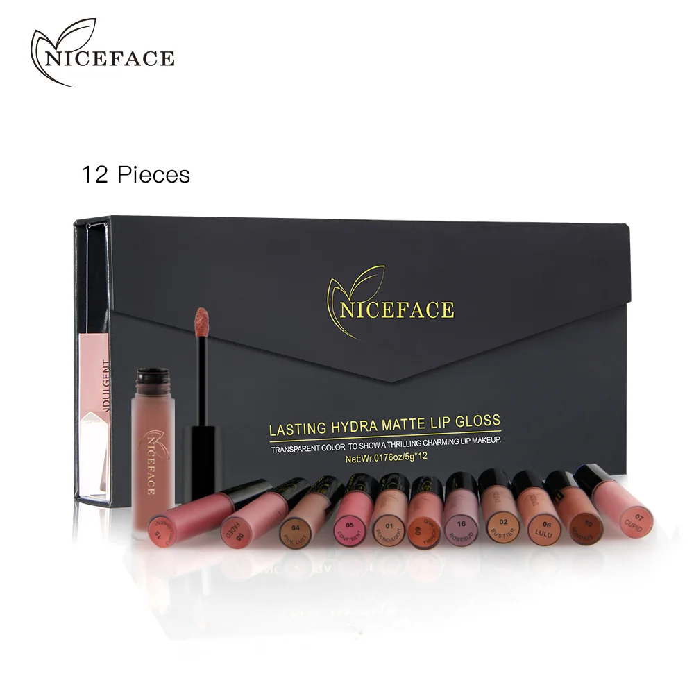 

NICEFACE 12Pcs/Set Matte Long-Lasting Lipstick 12 Colors Lip Gloss Waterproof Lip stick 5gx12 Beauty Lips Makeup Lipstick, 4 color/box