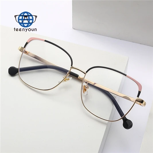 

Teenyoun Eyewear Square Tr90 Fashion Anti Blue Light Glasses Frame Vintage Metal Eyeglasses With Prescription