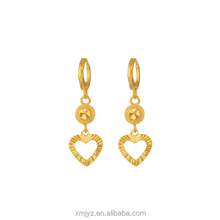 

Net Celebrity Live New Heart Earrings Vietnam Sand Gold-Plated Long-Lasting Exquisite Earrings Jewelry Women