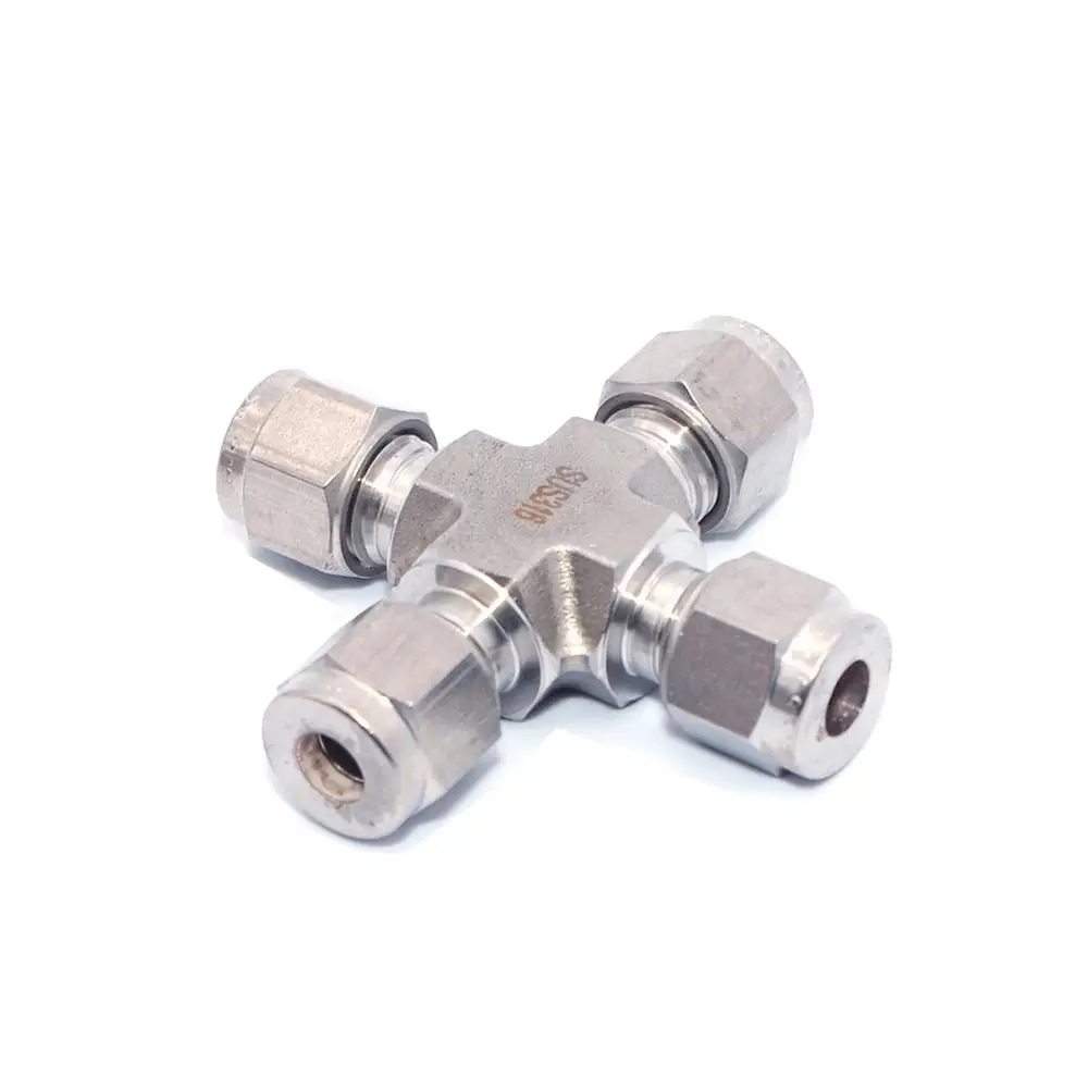 

Double Ferrule Stainless Steel 4-way Union Cross Tube Fittings 316 SS Compression 6000 psi Duplex Instrumentation Fittings, Silver