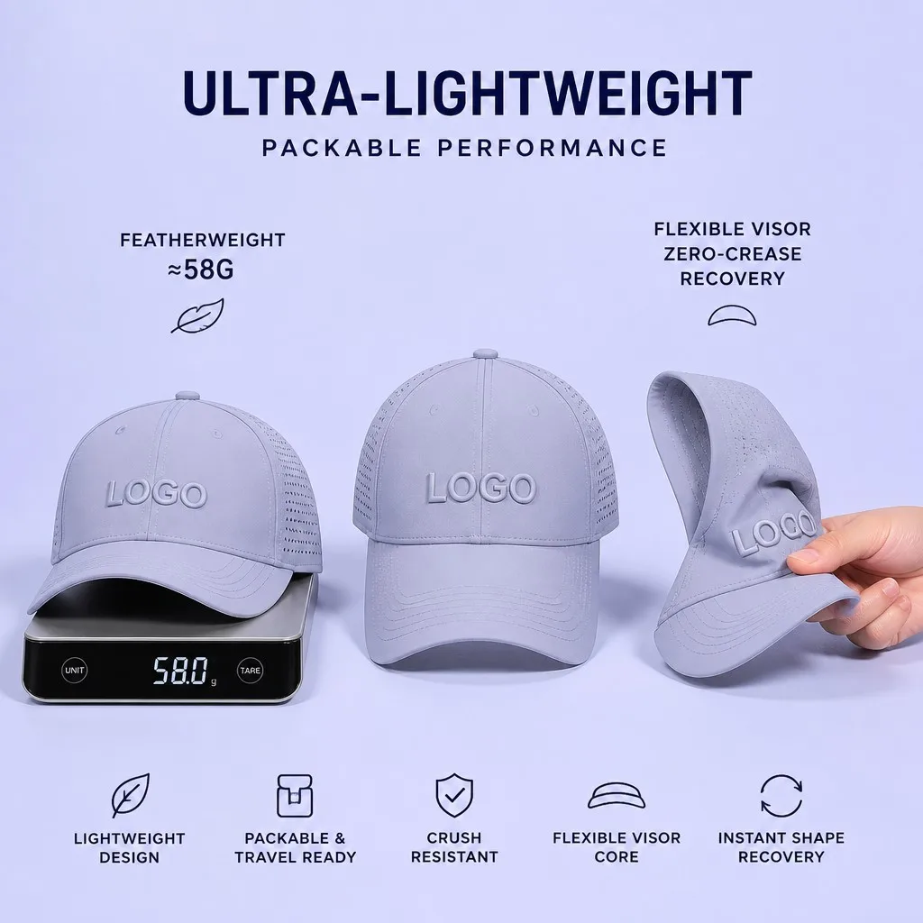 Precision Scale Weighing Cap at 58g and Hand Squeezing Roll-Up Flexible Visor for Packable Travel