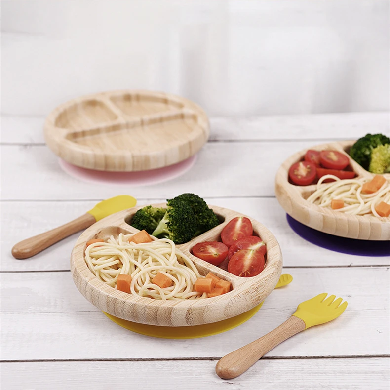 

Baby plate division bamboo bamboo baby plates vietnam plate baby silicon tableware set bamboo, Nature color