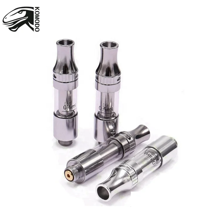 

OEM Available Glass Tank Thick Oil Atomizer Liberty V9 0.5ml 1.0ml Empty Cartridge Packaging 510 Thread 1.2ohm Vaporizer, Silver