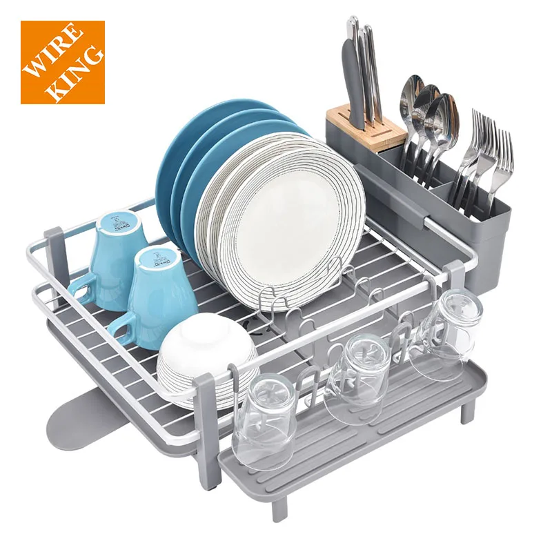 

plate dish bowl cups spoon storage rack drainer plastic dish drying rack kitchen drying drainer d, Silver