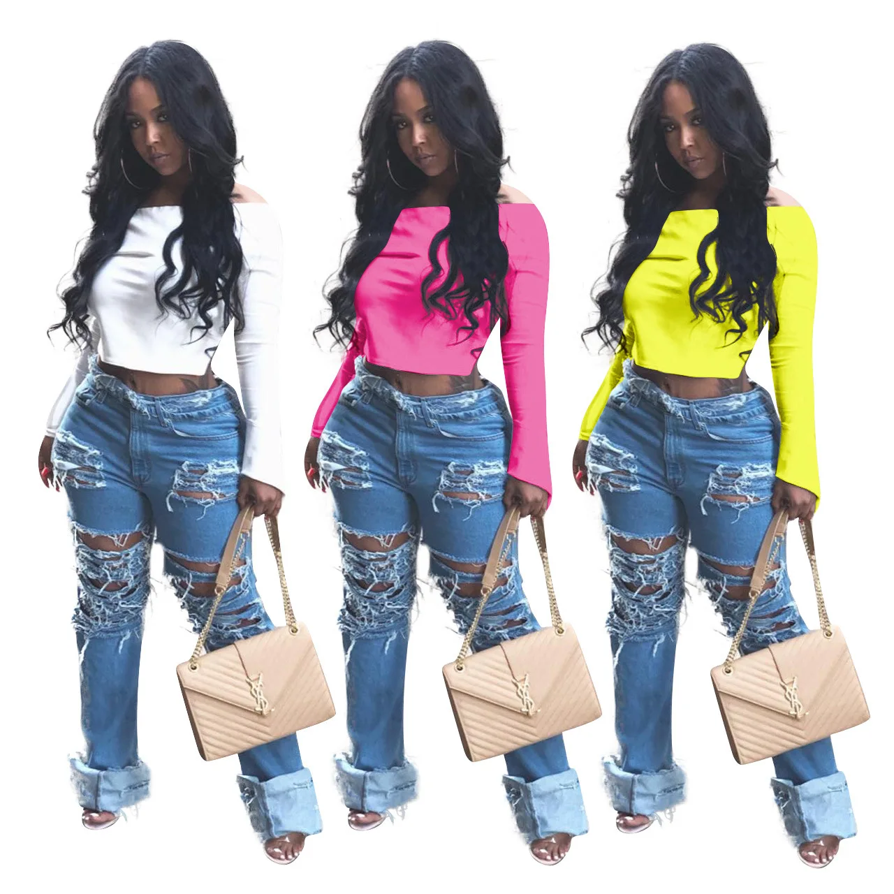 

2020 New Ladies Plus Size Patchwork High Waisted Women Jeans