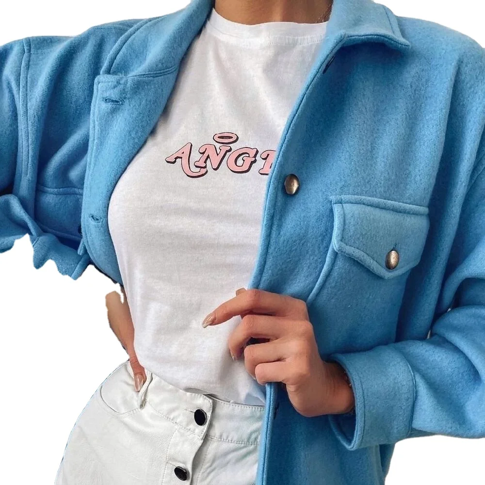 

XQM Loose Single-Breasted Pocket Coat Autumn And Winter Solid Woolen Jacket Fashion Casual Ladies Coat