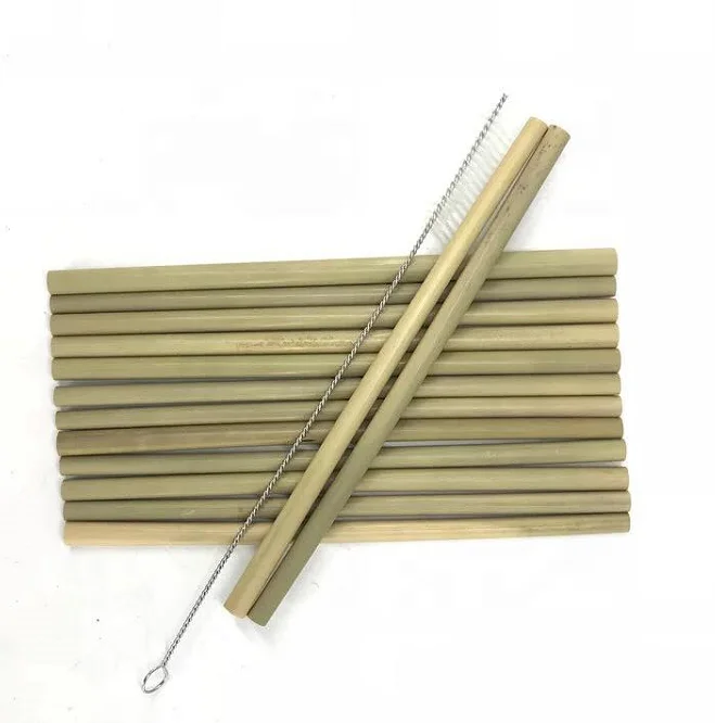 

Wholesale eco-friendly customized logo sustainable natural bamboo straw, Natural bamboo color