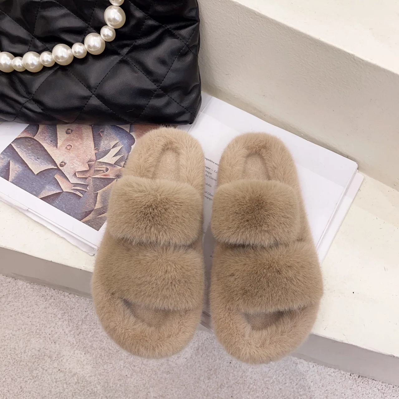 

Hellosports Women Trendy Tie Dyed Furry Plush Home Slippers 2021 Ladies Fashion Home Slippers