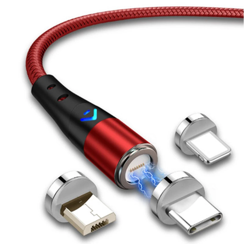 

RTS fast delivery 3A/5A 1M-2M Portable flexible led 3 in 1 magnetic fast charger usb data cable cell phone USB able for android, Gold/silver/black/red