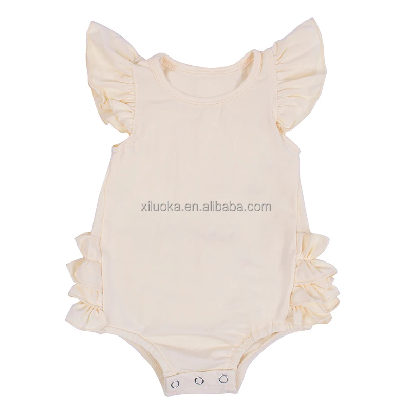 

New Arrival Toddler Ruffle Clothing Soft Cotton Snap Design Baby Girl Boutique Romper