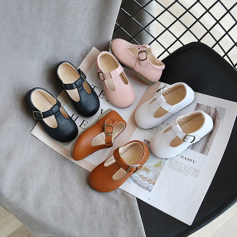 

2021 Kids High Quality Leather shoes in candy color Breathable shoes Soft-soled shoe MS45