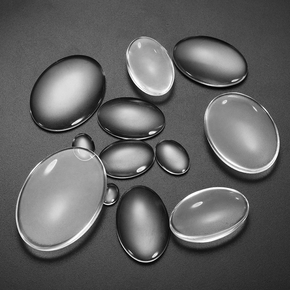 

5-50pcs/lot Length 10-50mm Oval Flat Transparent Glass Cabochon Dome Cover DIY Pendant Ring Jewelry Making Supplies Accessories, As picture