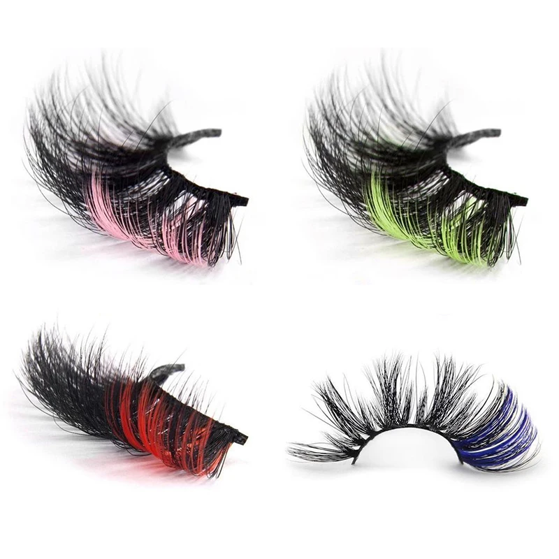 

Qingdao Party lashes 3D Handmade False Colorful Lashes mix color 100% Real Mink Cruelty Free lashes with color at the end, Colored