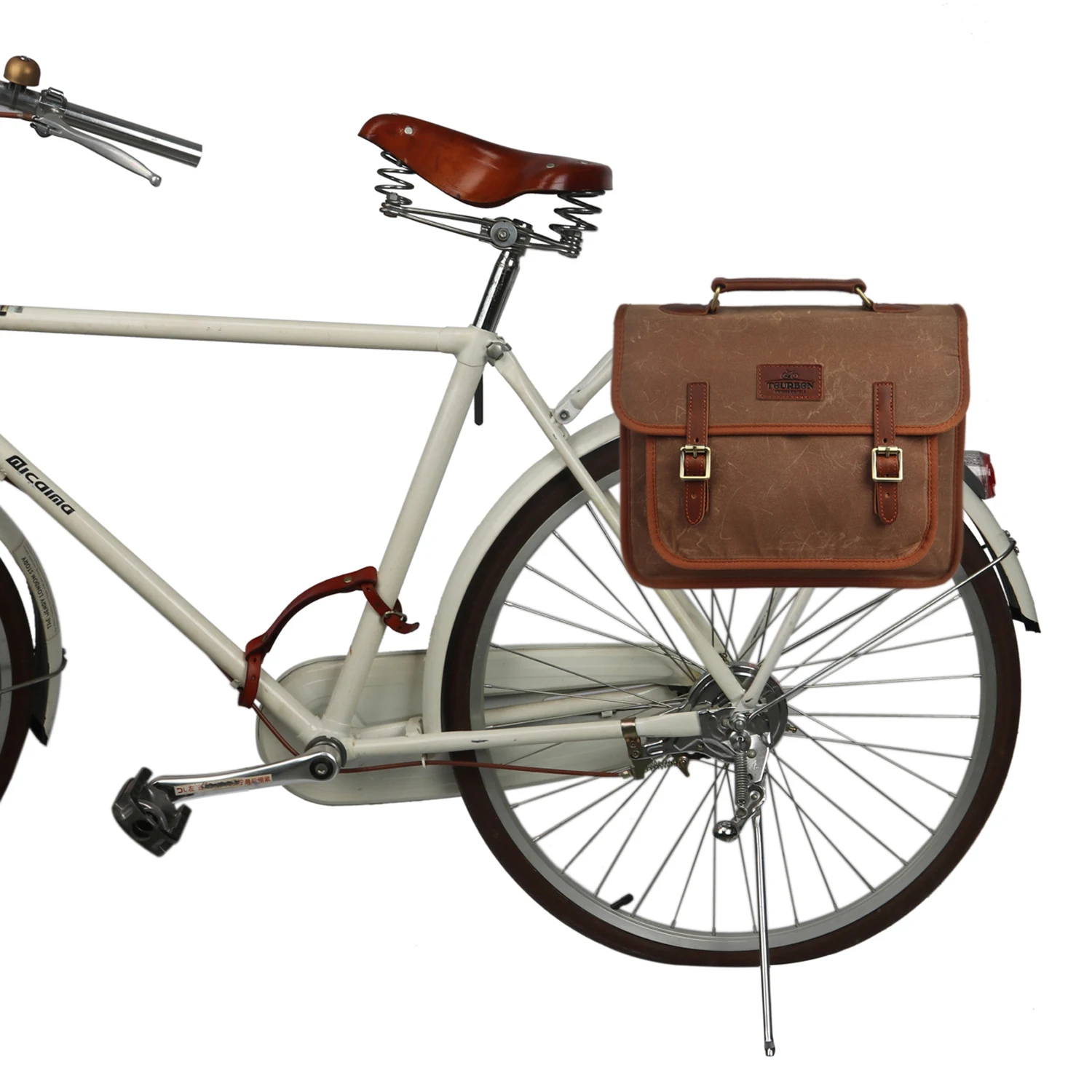 

Tourbon bike laptop pannier bag waxed canvas bicycle portfolio, Brown
