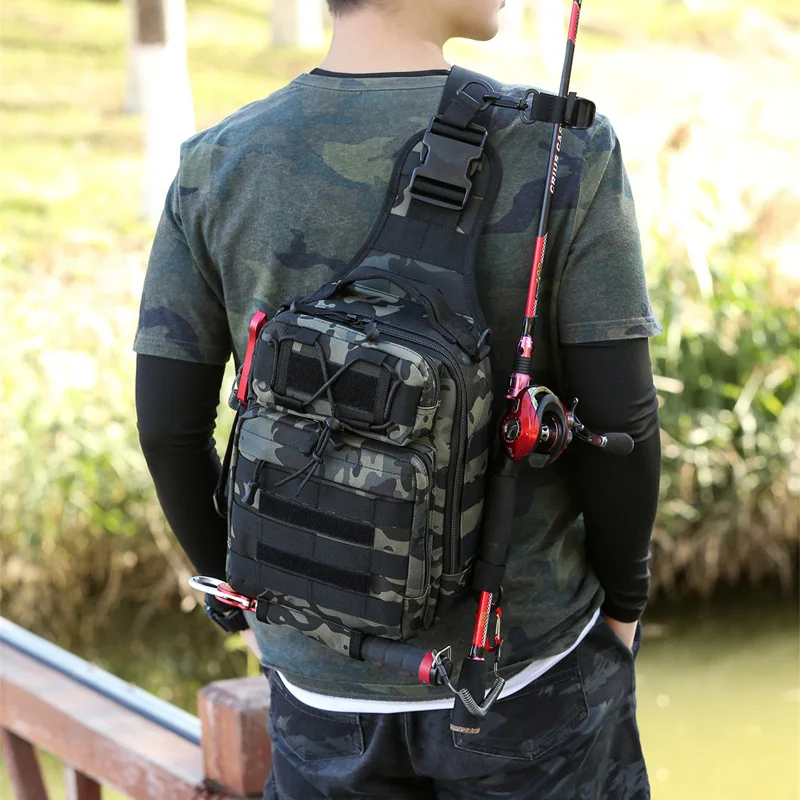 

Fishing Tackle Backpack with Rod Holders Waterproof Bags Large Capacity Fishing Accessories Storage Boxes Shoulder Fishing Bags, 5 colors