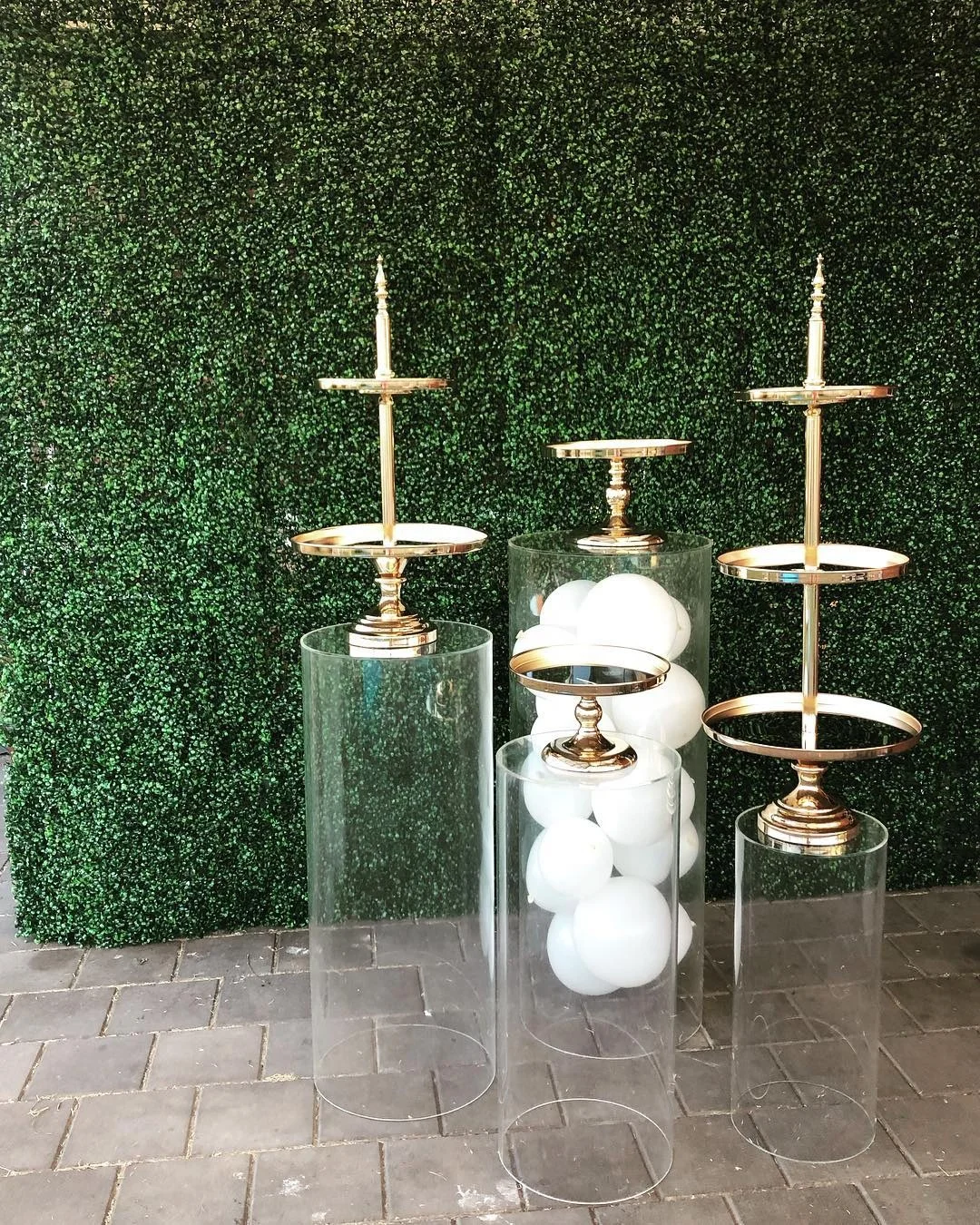 Clear (3pcs/set) Crystal Acrylic Cylinder Pedestal Round Plinth For