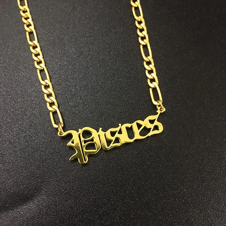 

2020 Custom Design Dainty Stainless Steel Gold Plated Zodiac Sign Necklace Wholesale Jewelry, Gold silver