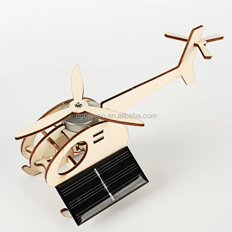Educational Innovative Solar Aircraft Wooden Model Build Own Science Toy DIY 