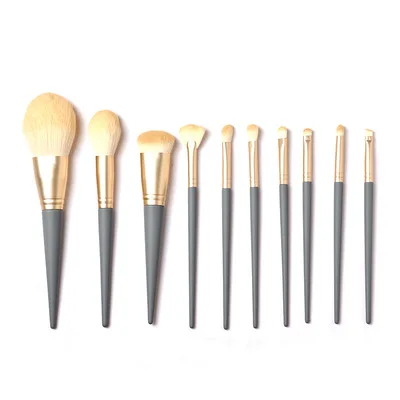 

High Quality Personalized 10pcs Vegan Wholesale Private Label Blue Makeup Brush Set With Case