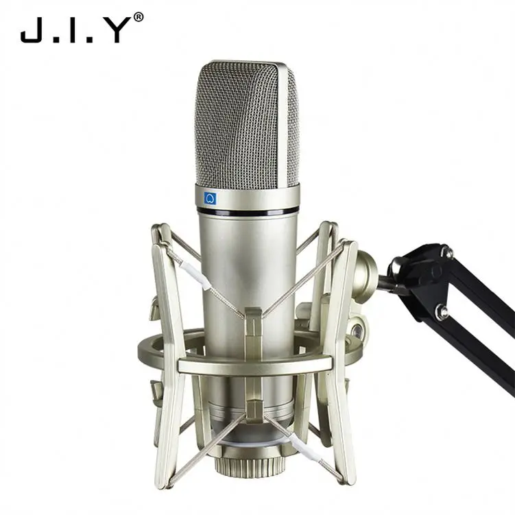 

U87 High Quality Streaming Broadcast Condenser Mic Usb Microphone With Microphone Stand For Singing Microphone With Pop Filter, Champagne