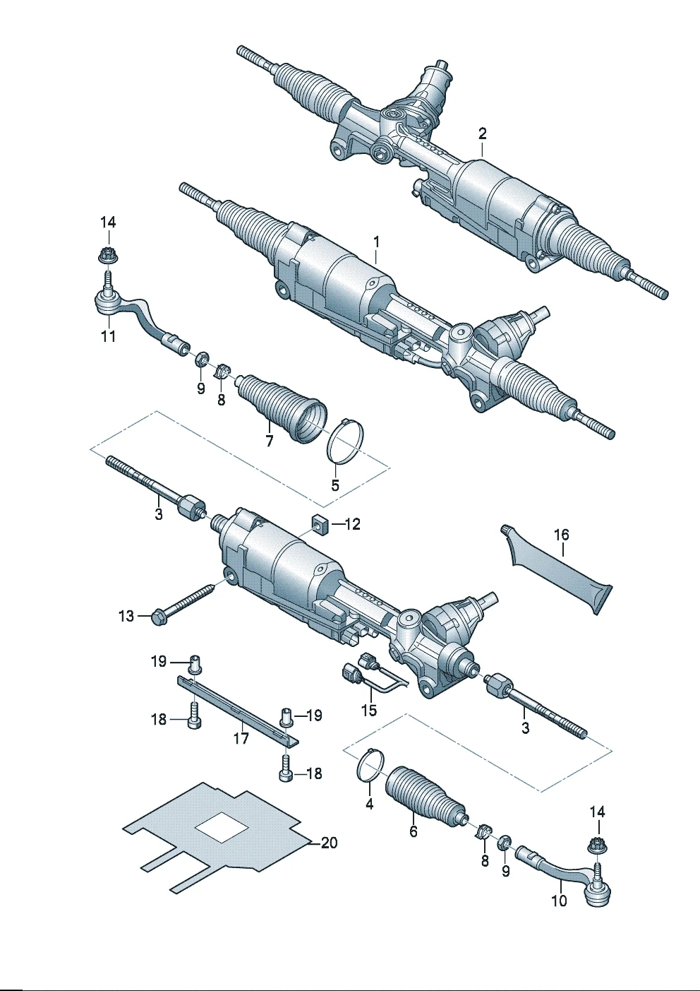 For Audi A4 B8 Rhd Car Electric Power Steering Rack Auto Steering Gear