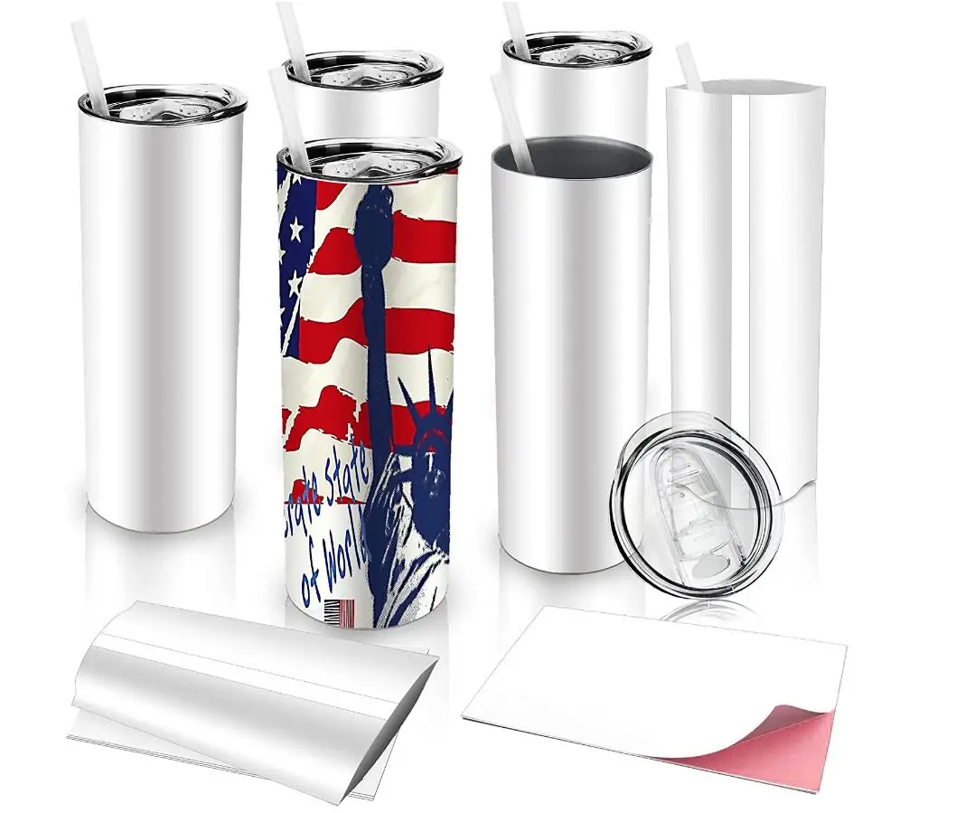 

In bulk personalized double wall 20 oz stainless steel skinny sublimation tumblers water bottle cup with slide lid and straw, Optional