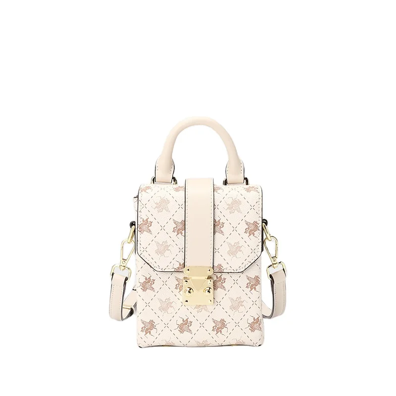 

Ladies Mobile Phone Bag Cross Body Mini Mobile Phone Bag Suitcase, White, coffee