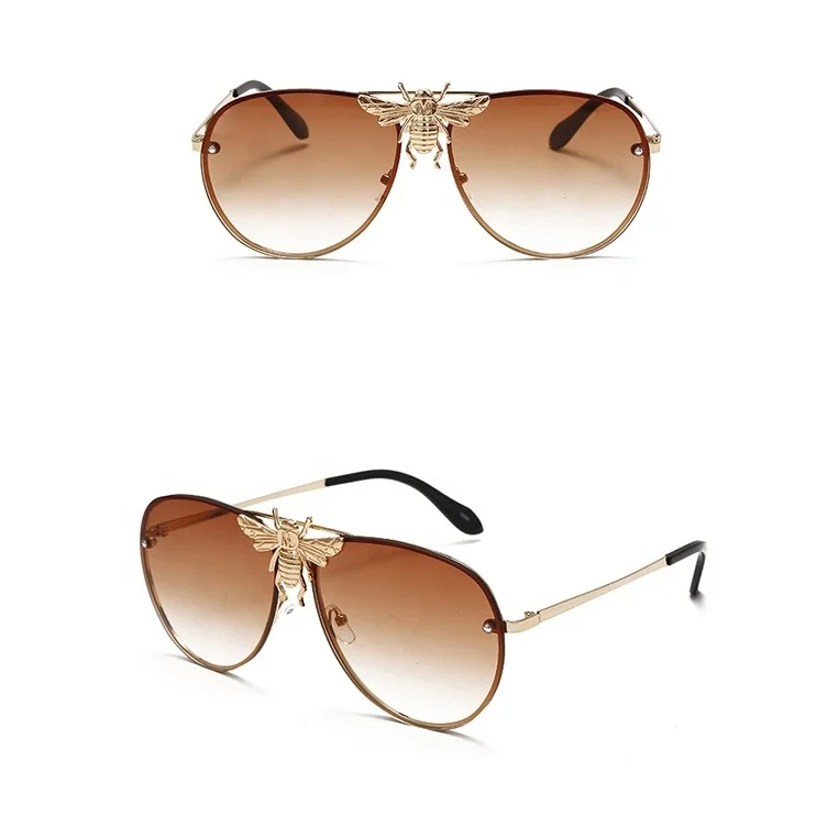 

High Quality Hot Sale Big Bee Luxury Metal Pilot Sunglasses Fashion Retro Men Women glasses