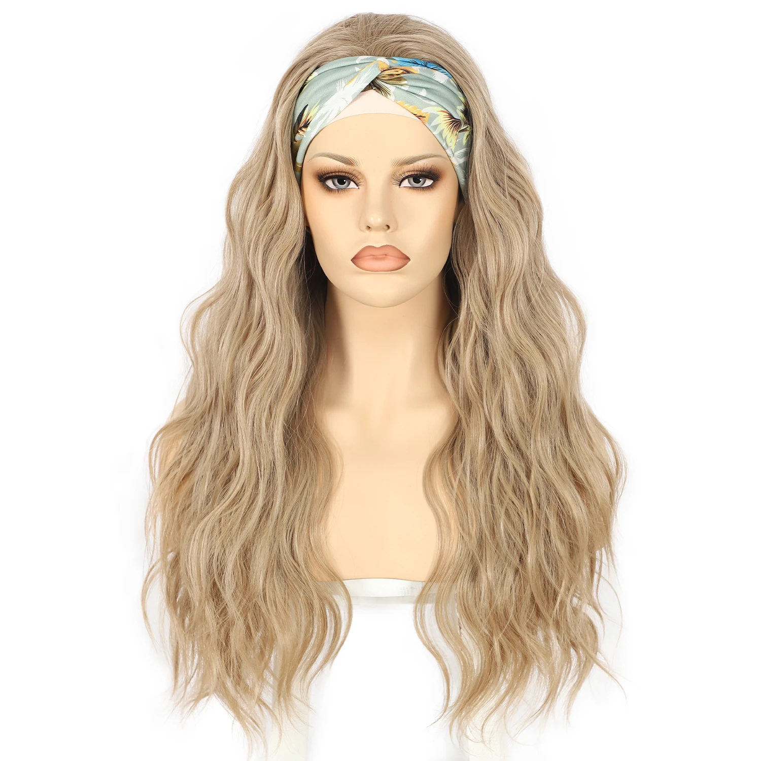 

Anogol Synthetic Cheap Headband Wig Linen Color Long Loose Wave 180% Density Machine Made Wig Hair Wig for Black Women
