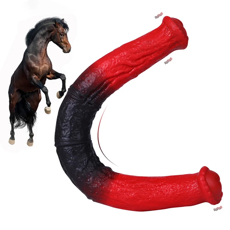 

Realistic Double Head animal horse penis Silicone Anal Butt Plug Vagina Anus G Spot Product Adult Big Dildos Sex Toys For Women