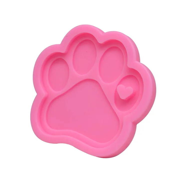 

Y1857 Bear paw Silicone Keychain mold for resin crafts, Pink