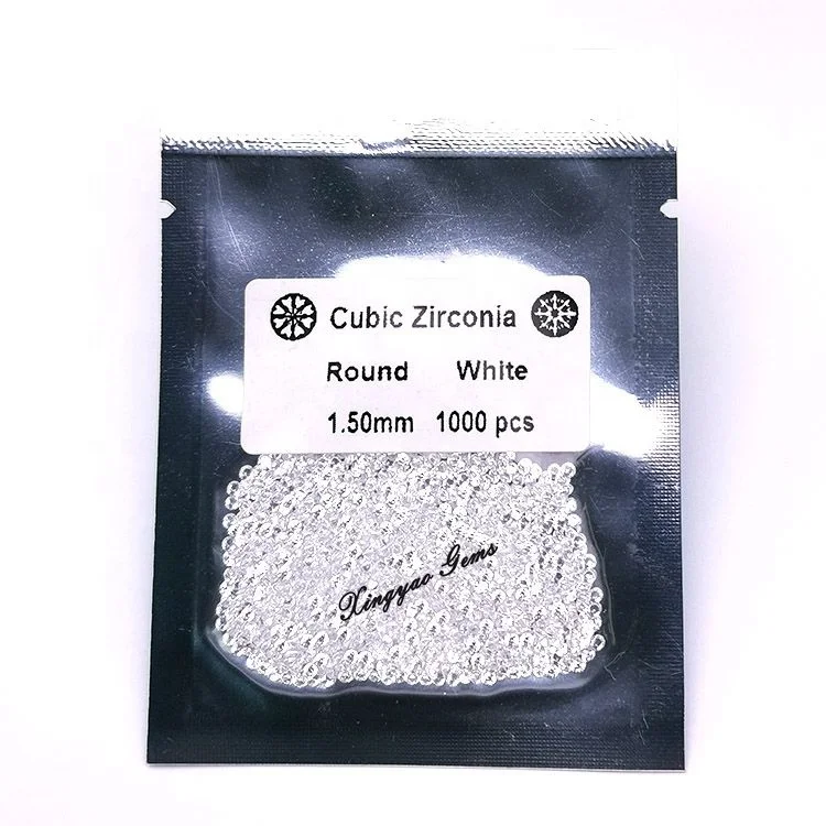 

1000Pcs/Pack 0.9mm-3mm Wholesale Cz Gems Round Brilliant Cut Loose Synthetic Cubic Zirconia For Jewelry, White color