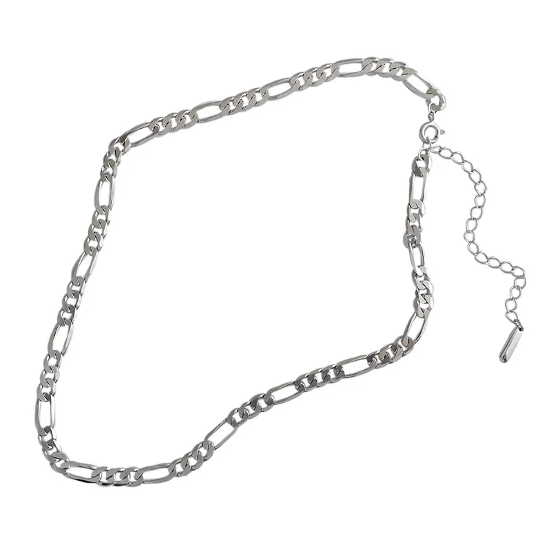 

Chic Women Simple Sterling Silver Clavicular Chain S925 Sterling Silver Chain Choker Hip Hops Necklaces Collares, Picture color