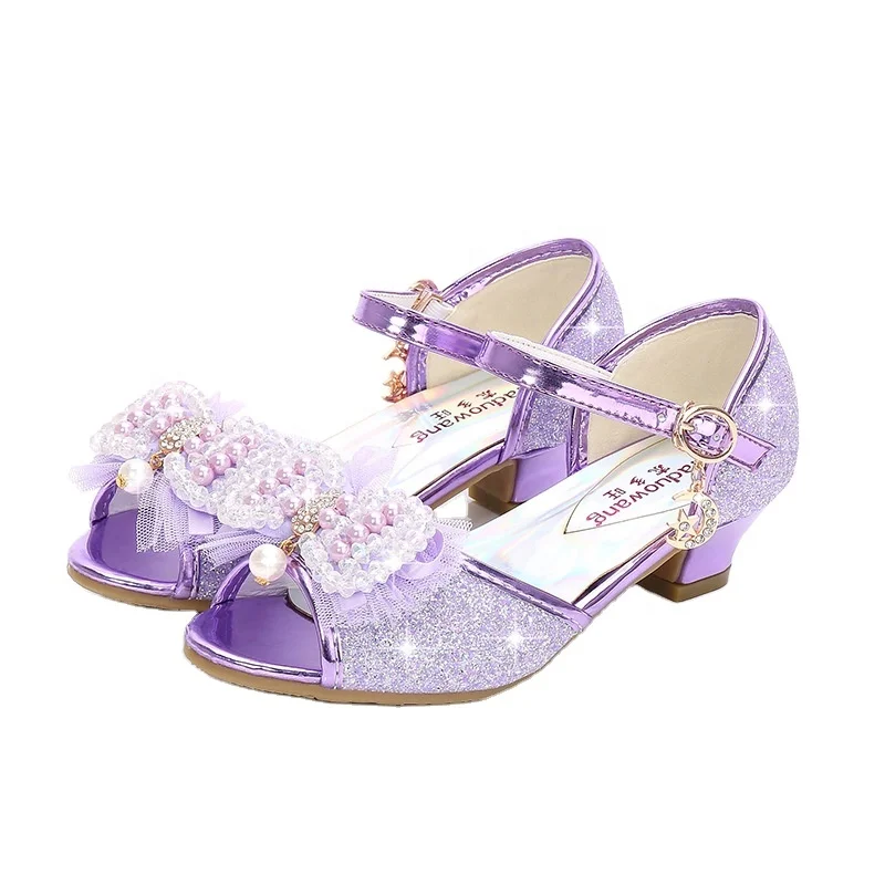 

2021 girls high heel sandals princess cute fashion bow