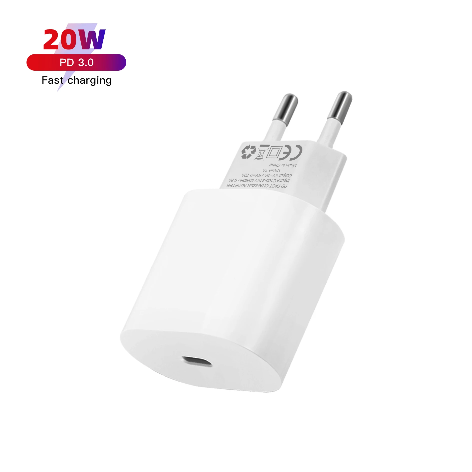 

20w Pd Usb A Type C Charger Quick Charging Fast Usb C Block For Iphone 12 X Xs Pro Max Pd Usb Charger For Huawei Samsung, White