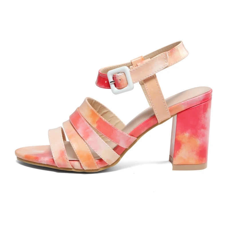 

Roman sandals tie dye color Heel Sandals for Ladies Gladiator Sandals, Coral