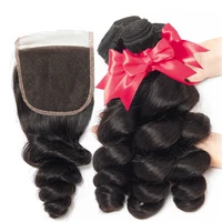 

Partschoice High Quality Brazilian Hair Bundles Unprocessed Loose Wave Closure Wholesale Virgin Brazilian Human Hair Bundles