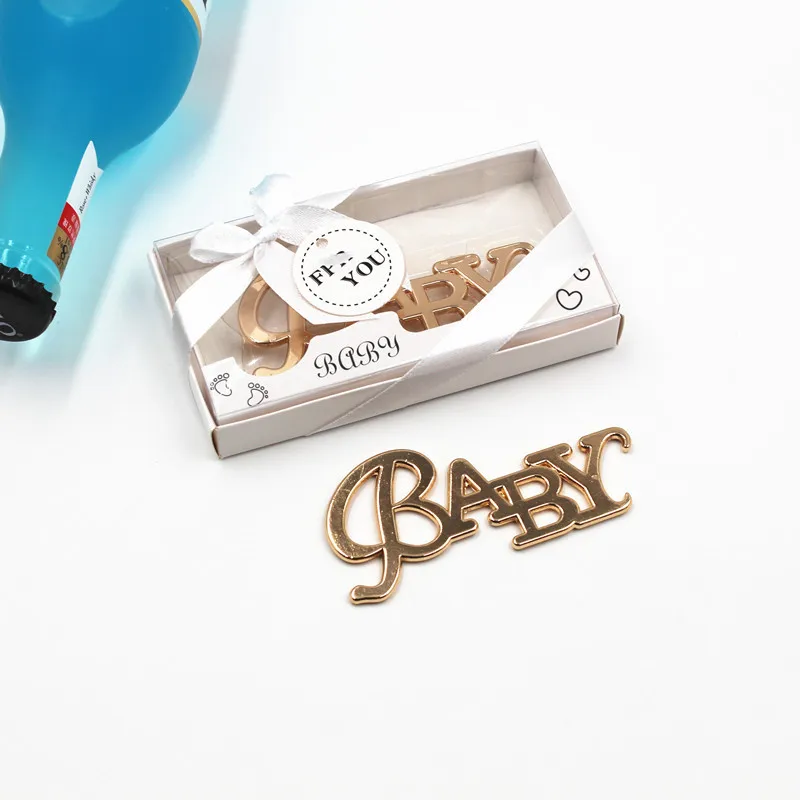 Ywbeyond New Baby Baptism Gift Gold Baby Bottle Opener In Gift Box Newborn Christening Party Guests Giveaways Souvenirs