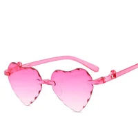 

2019 New Style Multicoloured Gradient Cartoon Heart-Shaped Children Shades Rimless Trim Peach Heart Kids Sunglasses