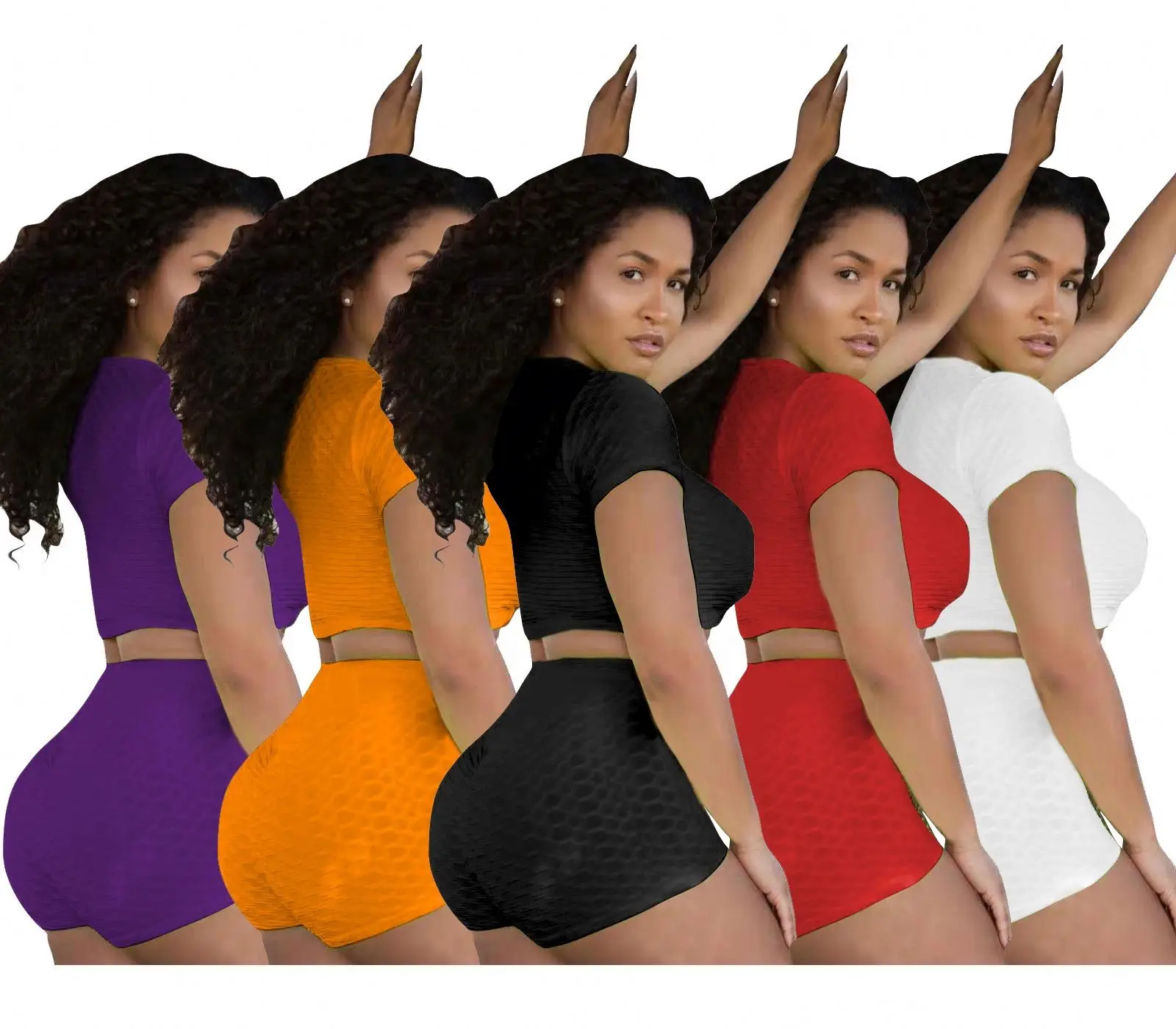 

In Stock Shorts Bikers Set Beach Set Sexy New Arrival Fashion 2021 Solid Color 2 Pieces Set Outfit Tracksuit