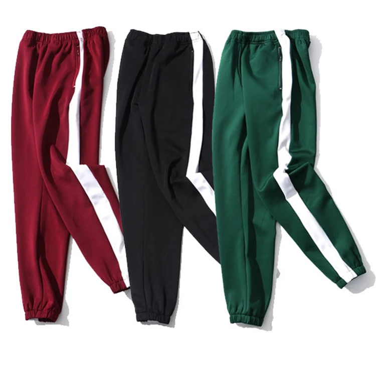 

Wholesale Custom Men Blank Side Stripe Track Jogger Pants