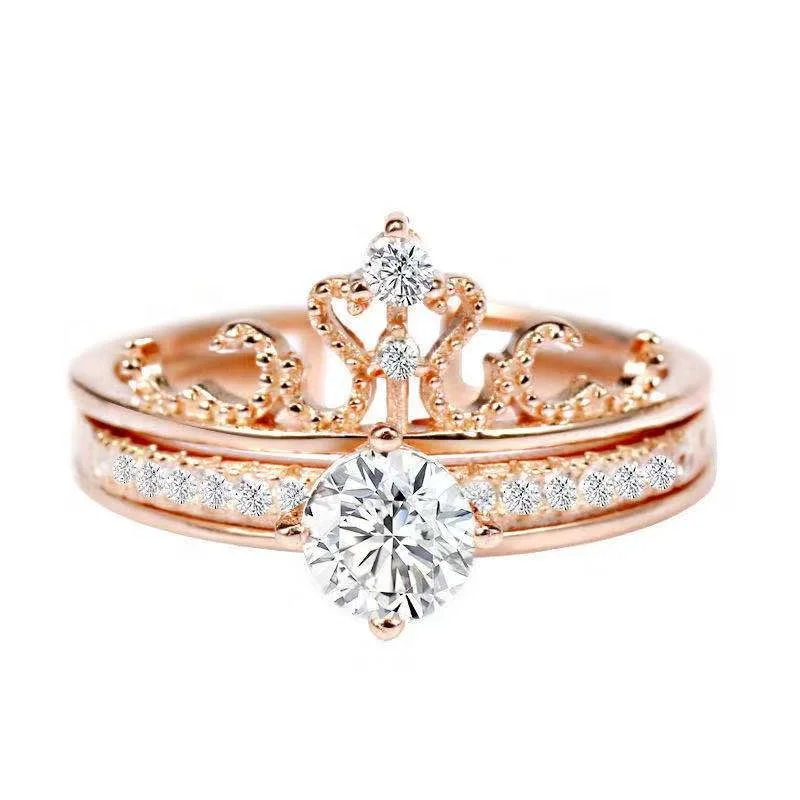 

Wholesale hot sale fashion detachable crown ring women jewelry silver and rose gold plated alloy  ring, Picture