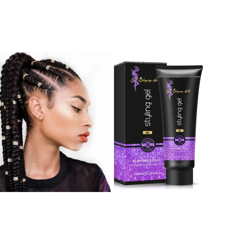 

SLAYING LOLLI Custom Label Non Sticky Alcohol Free Neat Braid Hair Gel with 3-In-1 Edge Effect Brush