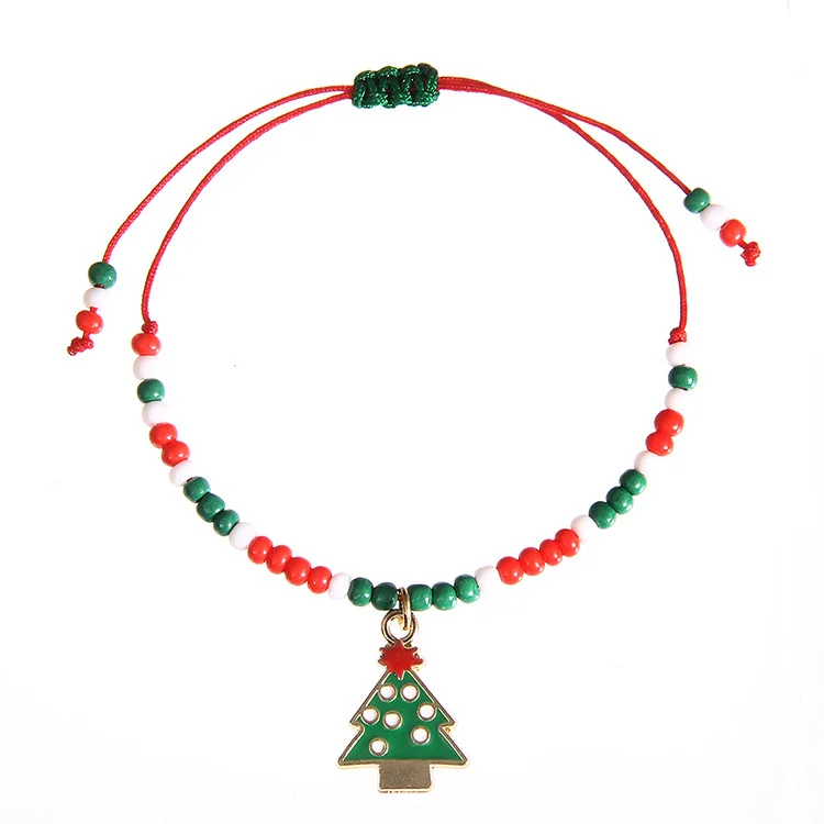 

Hot Selling European and American Cross-border Rice Bead Beaded Christmas Tree Bracelet Santa Claus Bracelet, Picture shows