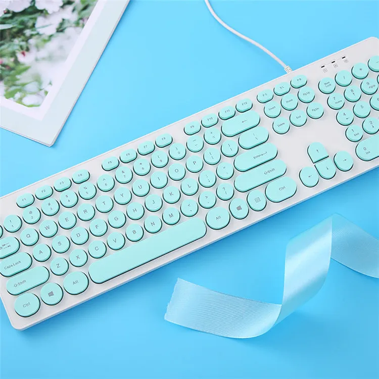

Retro Punk Wired Keyboard Home Laptop Luminous Keyboard Cute Girls
