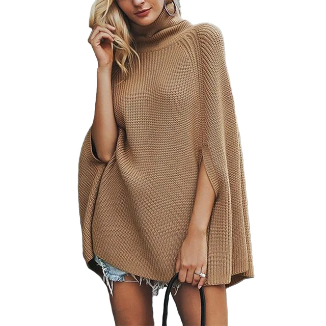 

Custom Plus Size Ladies Long Sleeve Knitwear Knitted Top Manteau Loose Turtle Neck Woman Elegant Sweater, Customized color