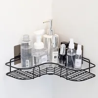 

Nordic simple punch-free wrought iron storage shelf bathroom kitchen tripod corner racks bathroom wall shelf