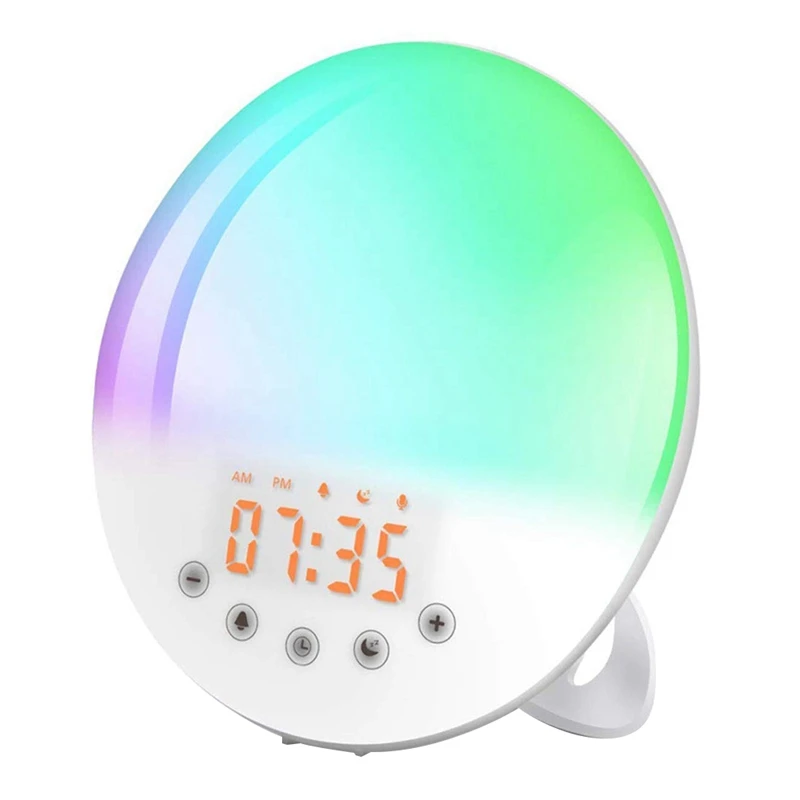 

Sunrise Alarm Wake Up Light, Smart Wifi Sunset Simulation Digital LED Clock Supports APP Control FM Radio Us Plug