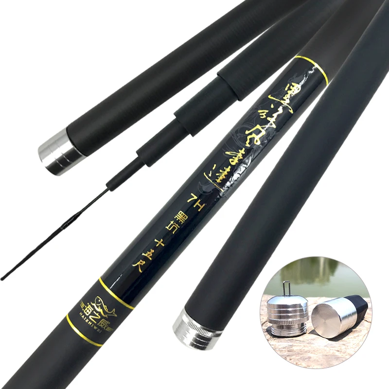 

High quality 2.7m-8m carbon fiber telescopic rod for fishing thick long flying fish Taiwan fishing rod, Black